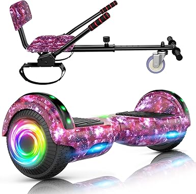 SISIGAD Hoverboards de 6,5 pulgadas con Hoverkart,Bluetooth y luces Led,regalos ideales para niños