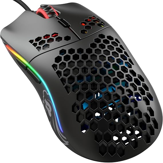 Glorious Gaming Model O- (Petite) Souris de jeu filaire - Design nid d’abeille 58 g, RGB, capteur Pixart 3360, switches Omron, ambidextre - Noir mat