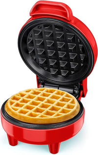 SNAILAR Gofrera Mini, ‎550Ｗ Waffle Maker, Gofrera Pequeña Para Gofres, Antiadherente, Mango Cool Touch, Diseño Compacto, Temperatura Automática, Rojo
