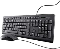 Trust Taro Pack Teclado y Ratón con Cable - Disposición QWERTY Español, Cable de 1.8m, Conexión USB, Teclado Resistente a los Vertidos, Windows, Mac, PC, Ordenador Portátil, Negro