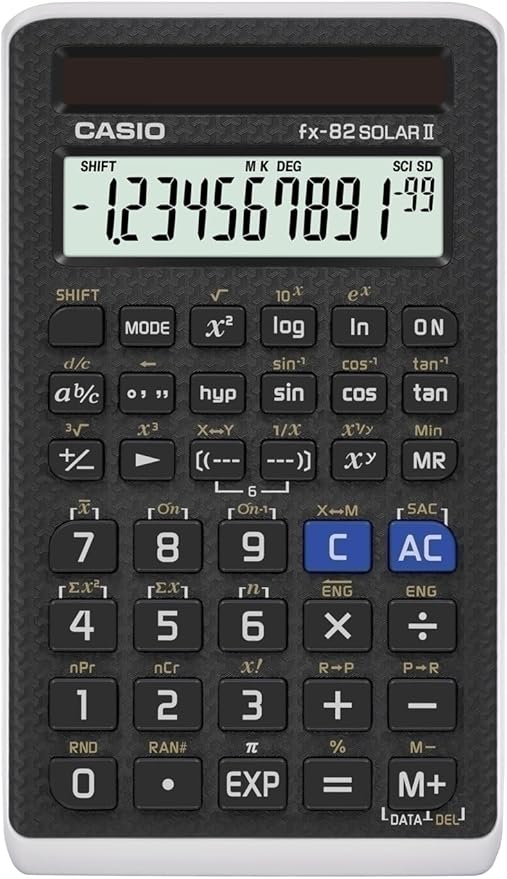 Casio FX-82SOLARII - Calculadora Escolar (12 dígitos), 71 x 10 x 134 mm