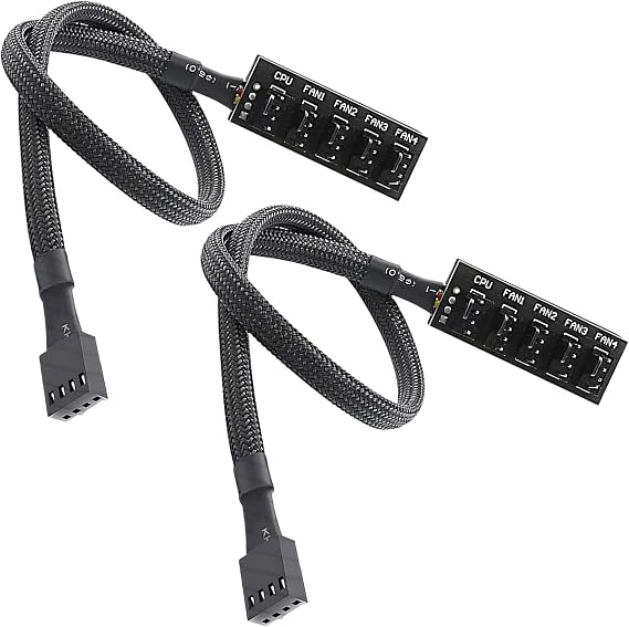 Hub Ventiladores, CTRICALVER 12V Fan Splitter, 4 Pin Adaptador de Cable de Conector de Divisor múltiple, Compatible con Todos los Ventiladores PWM de 3 y 4 Pines (2 pcs)
