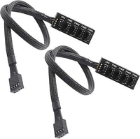 Hub Ventiladores, CTRICALVER 12V Fan Splitter, 4 Pin Adaptador de Cable de Conector de Divisor múltiple, Compatible con Todos los Ventiladores PWM de 3 y 4 Pines (2 pcs)