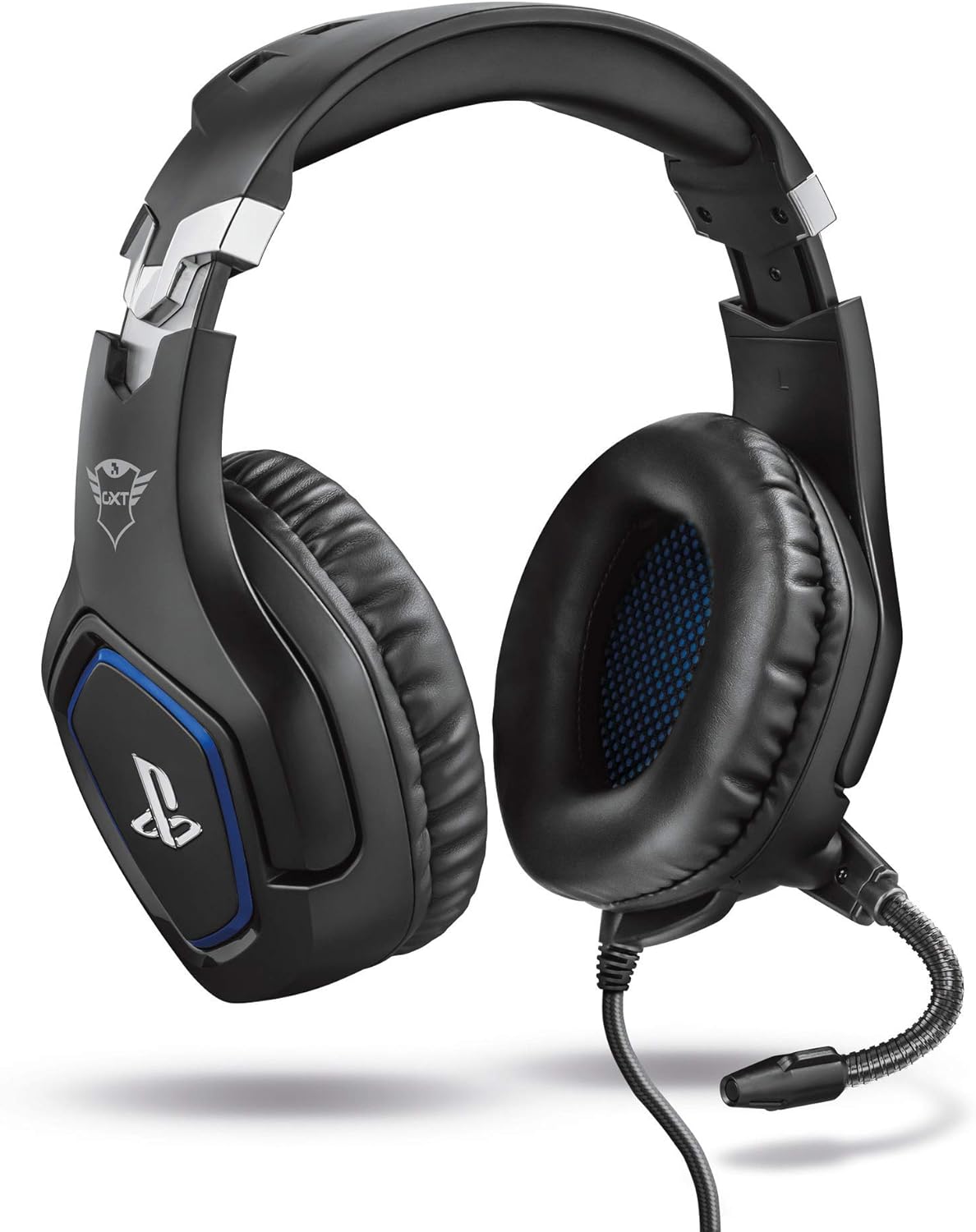 GXTrust 488 Forze Cascos PS4 y PS5 Auriculares de Gaming Licencia Oficial para PlayStation, Micrófono Plegable, Altavoces Activos de 50 mm, Cable Trenzado Nailon 1.2 m, Negro