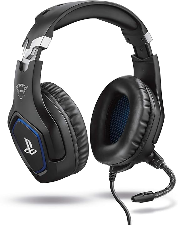 GXTrust 488 Forze Cascos PS4 y PS5 Auriculares de Gaming Licencia Oficial para PlayStation, Micrófono Plegable, Altavoces Activos de 50 mm, Cable Trenzado Nailon 1.2 m, Negro