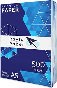 RAYLU PAPER - Folios A5 80gr 500 Hojas de Papel Premium Multiusos para Impresoras Láser, Inkjet y Fotocopiadoras, para Oficina y Hogar