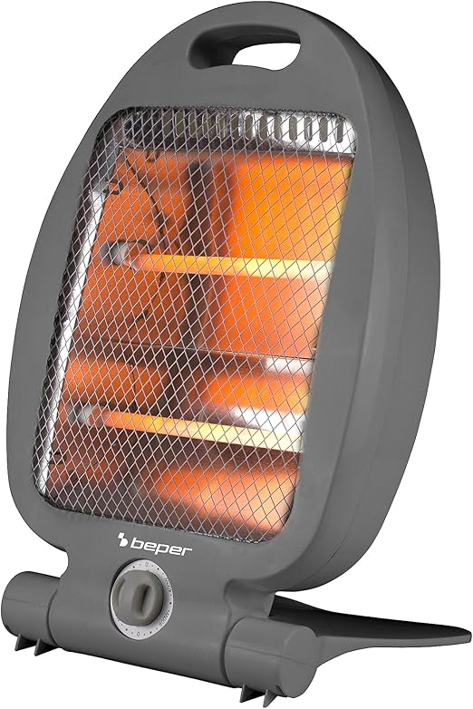 BEPER P203PAN005 Calefactor eléctrico de cuarzo de 800 W, portátil, de bajo consumo, 2 niveles de potencia, compacto, apagado automático de seguridad