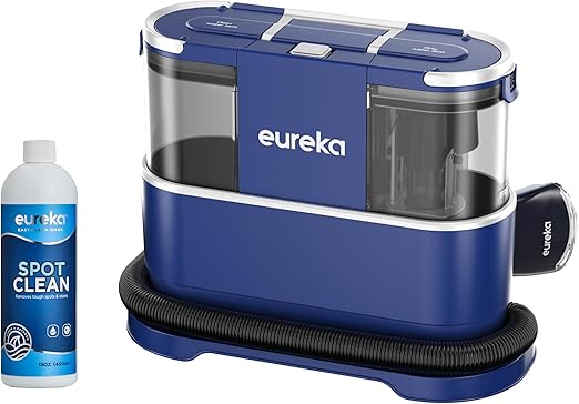 Eureka Aspirador de alfombras | Limpiador de Manchas Multisuperficie para Alfombras, Moquetas, Tapicería, Escaleras y Coche | Depósito de Agua Grande de 1,5L, NEY100 con Fórmula Limpiadora, Azul