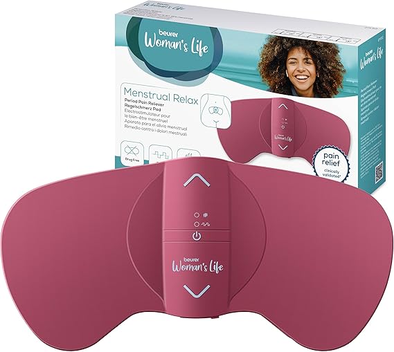 Beurer EM 50 Menstrual Relax, contra el dolor menstrual y el dolor de la endometriosis, función de TENS y calor, con batería recargable