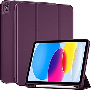 ProCase Funda con Protección Completa de la Cámara para iPad (A16) 11.ª Gen 11" 2025/10.ª Gen 10,9" 2022, Carcasa Delgada Antigolpes con Soporte para Lápiz -Púrpura tenebroso