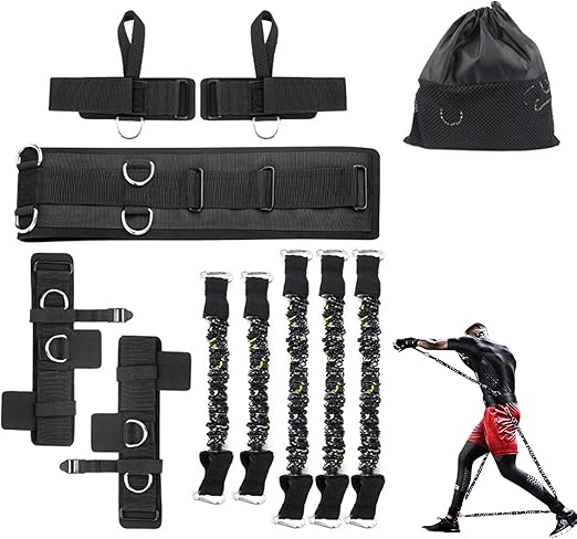 SFEEXUN Juego de Bandas de Resistencia de Boxeo para Velocidad y Agilidad, Banda de Entrenamiento, Bandas de Ejercicio de Tobillo, Correas de Tobillo para Entrenamiento de Resistencia, Mejora la