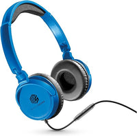 Music Sound | Headband con Cable Basic | Audífonos Auriculares Stereo Supraaurales Diadema Expandibles con Jack 3.5 mm y Micrófono - Plegable - Color Azul