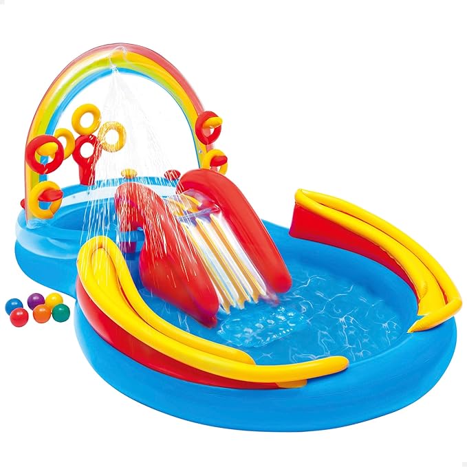 Intex - Centro de juegos hinchable: arco iris, 428 litros, 297 x 193 x 135 cm (57453)