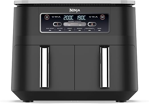 Ninja Foodi [AF300EU] Freidora de Aire Dual Zone, 2470 W, 7.6 litros, Plástico, Negro
