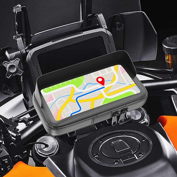 Soporte Móvil para Moto con Enganche Rápido, Cargador 2.1A, Funda Impermeable con Visera - Compatible con Smartphones hasta 7.5"