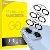 JETech Protector de Lente Cámara para iPhone 14 6,1 Pulgadas y iPhone 14 Plus 6,7 Pulgadas, Cristal Vidrio Templado 9H, Ultra HD Clara, 3 Unidades