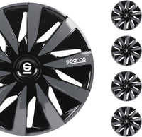 Sparco SPC1491BKGR Tapacubos Lazio, Negro/Gris, Set de 4, 14 pulgadas
