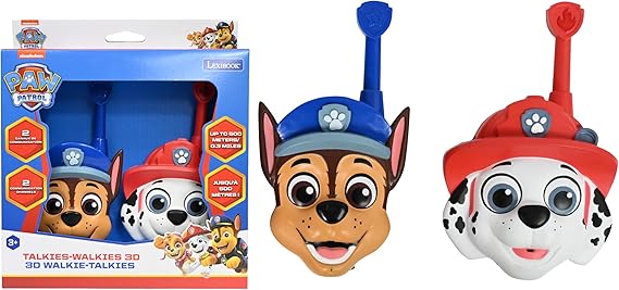 Lexibook, La Patrulla Canina, Walkie-Talkies 3D Chase y Marshall, Alcance de 500m, 2 Canales de Comunicación, Clip para el Cinturón, Rojo/Azul, TW18PA