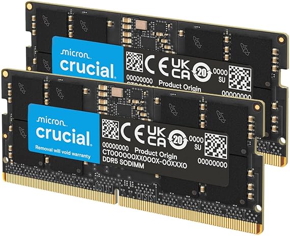 Crucial RAM DDR5 32GB Kit (2x16GB) 5600MHz SODIMM, Memoria para Ordenador Portátil/Laptop, Mini PC (o 5200MHz / 4800MHz) CL46 - CT2K16G56C46S5