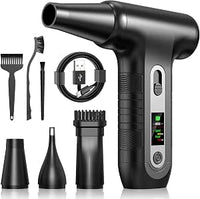Soplador de Aire Potente 200000 RPM - Air Duster con Pantalla Digital HD, Batería 6000 mAh, Aire Comprimido Limpieza PC, Teclado, Electrónica, Sustituto de Spray Aire Comprimido, W06, Negro