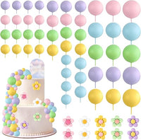 Thumbnail for 61 Piezas Adornos para Tartas Boho, Decoracion Tartas Cumpleaños de Bolas, Decoracion de Pastel Bola Topper Tarta,Mini Globos Cake Toppers para Cumpleaños, Bodas, Baby Shower, Día de la Madre (A)