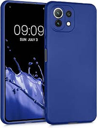 kwmobile Carcasa Compatible con Xiaomi 11 Lite (5G) NE/Mi 11 Lite (5G) Funda - Funda Ultrafina de TPU con Bordes elevados - Azul Metalizado