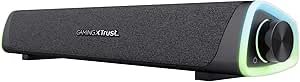 Trust Gaming 24482 GXT 620 Axon Barra de Sonido con Iluminación RGB 12W, Alimentación USB, Altavoz PC para Ordenador, Portátil, Móvil, Tablet, TV, Negro, 3.5mm Jack