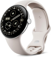 Google Pixel Watch 4 (45 mm) – Android Smart Watch z wypukłym ekranem, pełny monitoring zdrowia i kondycji oraz pomoc Gemini - koperta z polerowanego srebrnego aluminium – aktywny pasek w zestawie