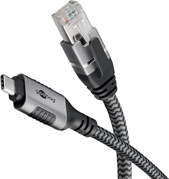 goobay 70697 Cable CAT 6 USB-C 3.1 a RJ45 Ethernet para una conexión estable a Internet por cable con router/módem/conmutador de red/Sustituye el adaptador USB a RJ45 / 1 Gbit/s / 1,5 M