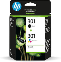 HP 301 Negro y Tricolor, Pack de 2 Cartuchos Tinta Originales