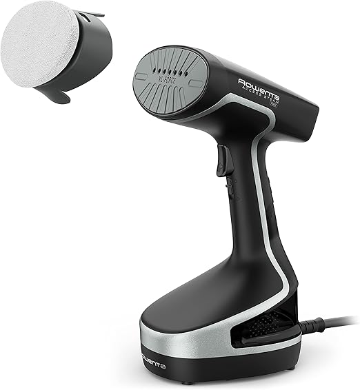 Rowenta Steam Force DR8250 - Cepillo de vapor 2000 W, Vapor continuo 30 g/min Golpe de vapor de 90 g/min, Rápido calentamiento Higieniza y desinfecta, 2 ajustes de vapor Todo tipo textiles Negro/Plata