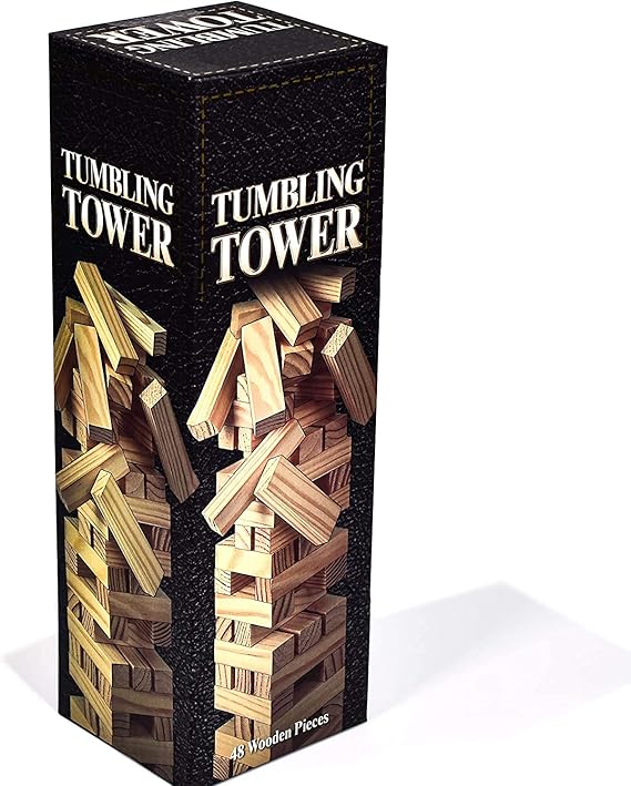 Juego de torre tradicional de madera en caja de regalo, gran diversión familiar, juego clásico para niños, promueve la precisión y las tácticas (juego extra grande de bloques de torre de lujo)