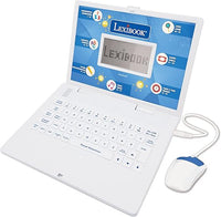 LEXIBOOK JC598i3 - Portátil educativo bilingüe con 124 actividades para aprender, tocar y música en azul/blanco (bilingüe alemán e inglés)
