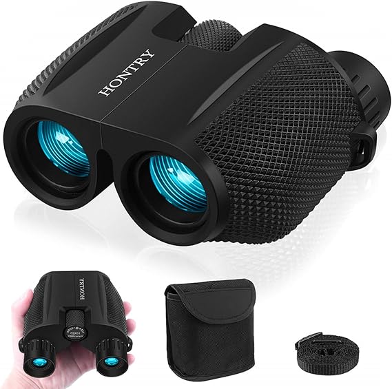Hontry Prismaticos para Adultos y Niños, Compacto Prismáticos 10x25 para Observación de Aves, Teatro y Conciertos, Caza y Juegos Deportivos