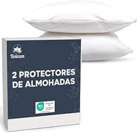 Protector de Almohada - Lote de 2 Protectores de Almohadas Impermeable con Cremallera - Certificado Oeko Tex - Tecnología Twinzen Protectores de Almohada Blancas