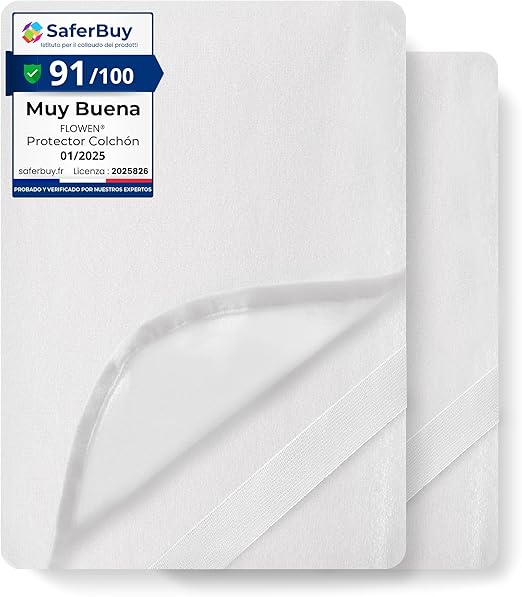 Protector Colchón 90 x 190 cm Pack 2 Funda Colchón Impermeable de Algodón Sábana Impermeable Protectora para Cama Cubre Colchón Transpirable Cover Hipoalergénico Antiácaros Lavable a Máquina