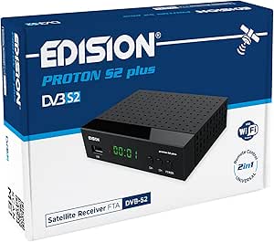 EDISION Proton S2 Plus Full HD Receptor de satélite Digital DVB-S2 FTA, Soporte Unicable, Soporte USB WiFi, LAN, HDMI, SCART, SPDIF, USB, IR, Lector de Tarjetas, Mando a Distancia Universal 2en1