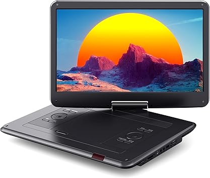 WOLFANG 17,5" Reproductor de DVD Portátil con 15,6" Pantalla HD, 5000mAh Batería, Sin Restricción de Región, Altavoces Estéreo Duales, Compatible con USB/SD/Sincronización de TV/Pantalla de Proyector
