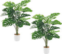 GoldOars 2 Piezas Planta Arbol Artificial Realista con 18 Hojas de 75 cm Palmera Falso Planta Monstera con Maceta Interior Decoración para Hogar Salón Dormitorio Oficina Patio Tienda