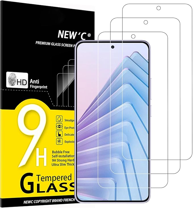 NEW'C 3 Piezas, Protector Pantalla para Xiaomi Redmi Note 14 5G/4G, Cristal templado Antiarañazos, Antihuellas, Sin Burbujas, Dureza 9H, 0.33 mm Ultra Transparente, Ultra Resistente