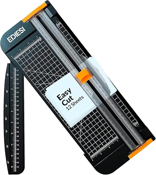Ediesi, Papierschneider, A4, Schere, Cutter, höchste Präzision, automatische Arretierung, mit Verlängerungslineal, für Papier, Fotos, Coupons und Etiketten (Schwarz)
