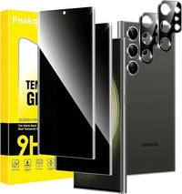 Pnakqil Protector Pantalla de Privacidad para Samsung Galaxy S23 Ultra 5G con Protectora Camara, Antiespia Cristal Templado, Anti-Spy Vidrio Screen Cámara Pelicula, Película Privacy 28°,2+2 Piezas