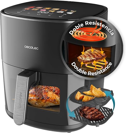 Cecotec Freidora de Aire 6,5 L Cecofry&Grill Duoheat 6500 Grill