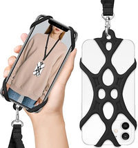 ROCONTRIP Correa para teléfono móvil, teléfono inteligente, universal, funda para teléfono móvil, collar, correa de mano con ranura para tarjeta de identificación para iPhone X 8 7 6 S 6 Plus Galaxy S7 S6 Huawei P10 P9 (negro)