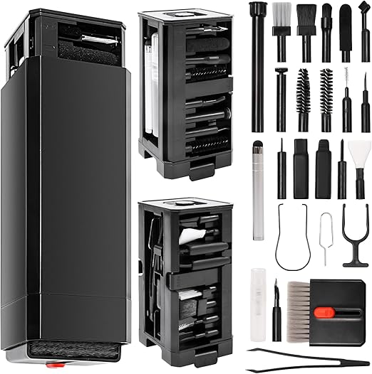 Juego de Limpieza 32 en 1 para teléfono móvil con Cepillo, Accesorios de Limpieza multifuncionales para la Limpieza de Productos electrónicos como Airpods, teclados, portátiles (Negro)