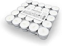 PRITOGO Velas de té, color blanco, diámetro de 3,8 x 1,2 cm, sin hollín, tiempo de combustión: 4 horas (50 unidades de aluminio), sin perfume