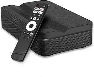 Thomson Sirius PG55B Proyector Láser RGB Inteligente, Tiro Ultra Corto, Full HD 1080p, Google TV, 600 ANSI, Auto Enfoque, HDR10+, Dolby Digital+, Batería, WiFi, Bluetooth