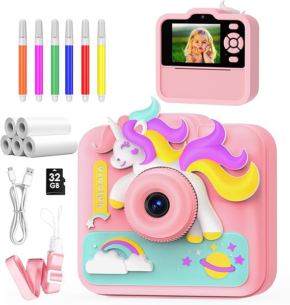 Camara Fotos Infantil Instantanea, Camara de Fotos para Niños Maquina Fotografia Infantil Niños y Niñas de 3 a 12 años Regalo Juguete, 2,4 Pulgada HD 1080P, Tarjeta de 32GB