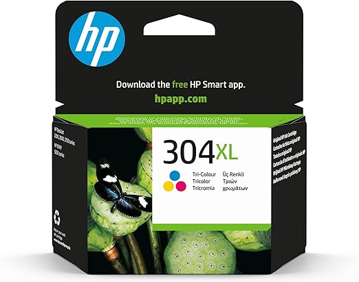 HP 304XL N9K07AE, Tricolor, Cartucho de Tinta de Alta Capacidad Original, compatible con impresoras de inyección de tinta HP DeskJet 2620, 2630, 3720, 3730, 3750, 3760, HP Envy 5010, 5020, 5030