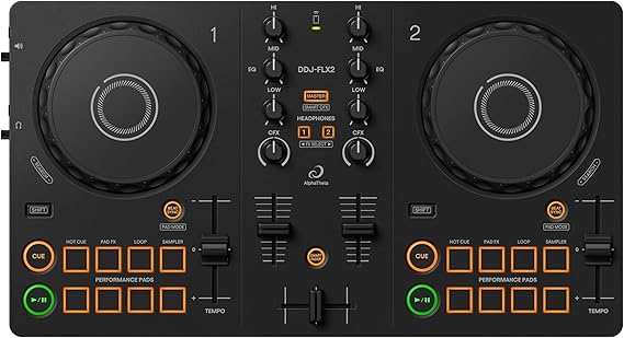 AlphaTheta Pioneer DJ DDJ-FLX2. Controlador portatil, de 2 Canales, alimentación por USB y con Diseño Profesional – Compatible con Servicios de Streaming Musical – Ideal para Nuevos DJs